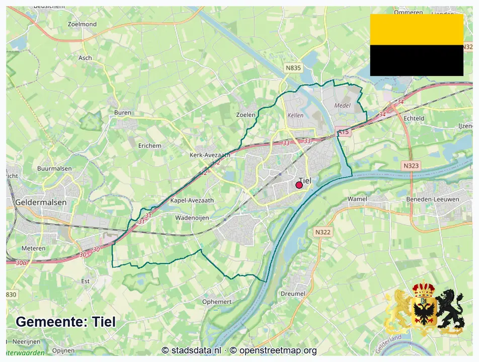 Schematische gemeentegrens Tiel